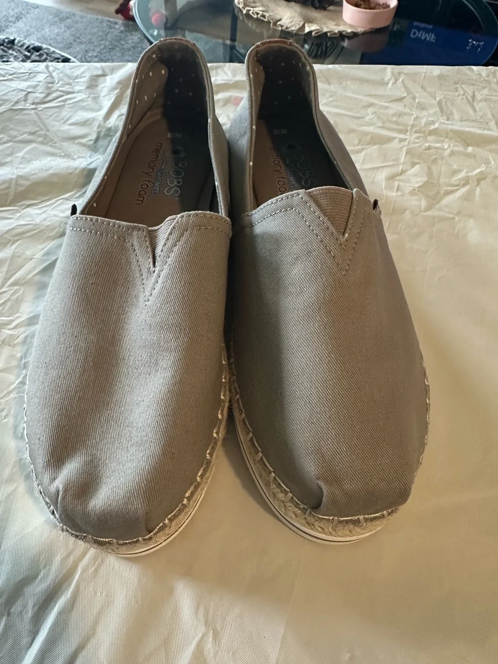 Bobs Memory Khaki Espadrille Slip-On Women's Casual Shoe 10W Worn Once Like New